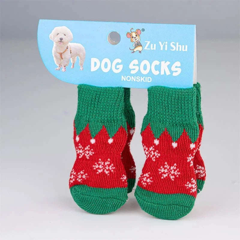 Festive Non-Slip Pet Socks (Set of 4)
