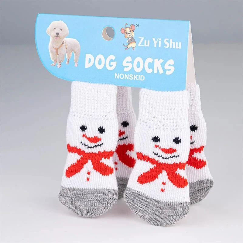 Festive Non-Slip Pet Socks (Set of 4)