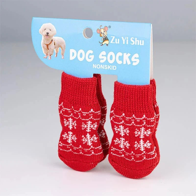 Festive Non-Slip Pet Socks (Set of 4)