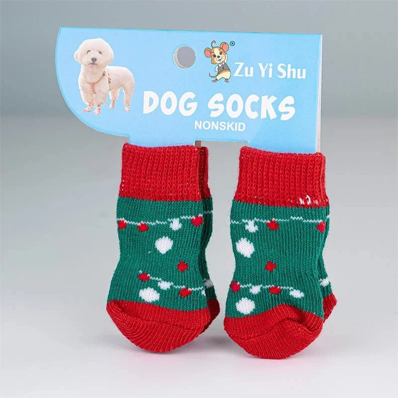 Festive Non-Slip Pet Socks (Set of 4)
