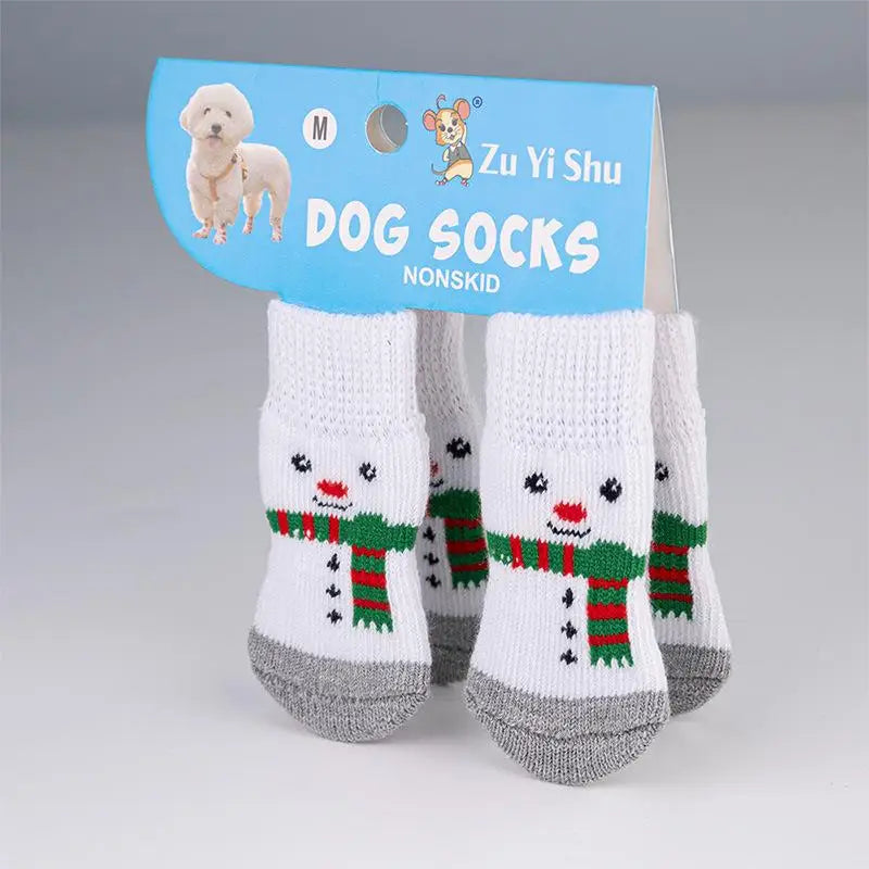 Festive Non-Slip Pet Socks (Set of 4)