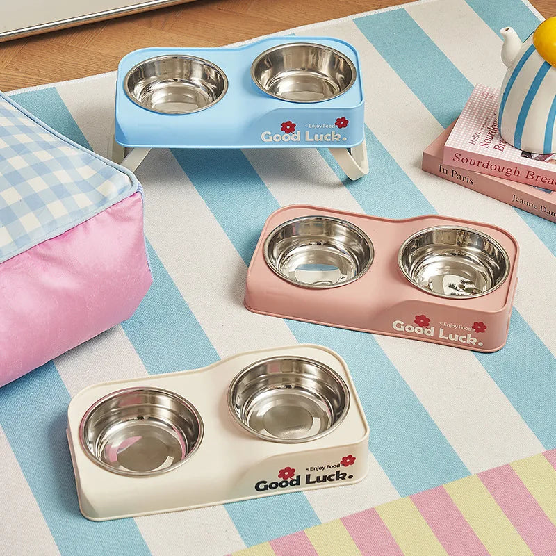 Elevated Stainless Steel Pet Bowl Set